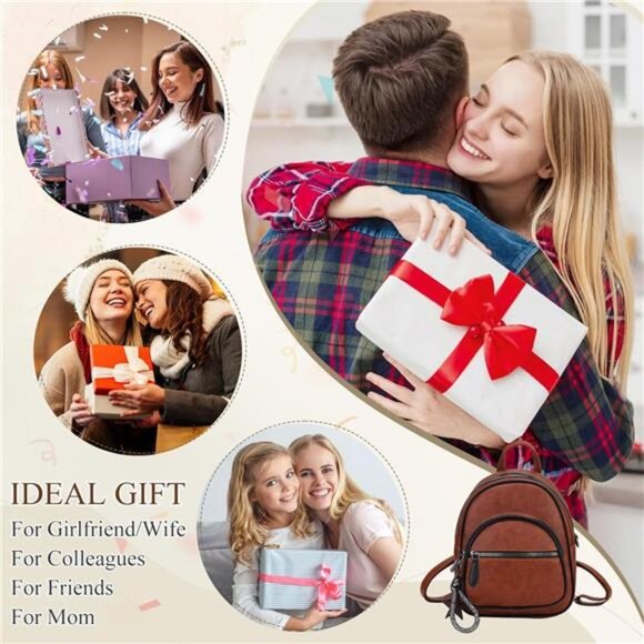 Small Convertible Backpack for Women Brown Red main image 6